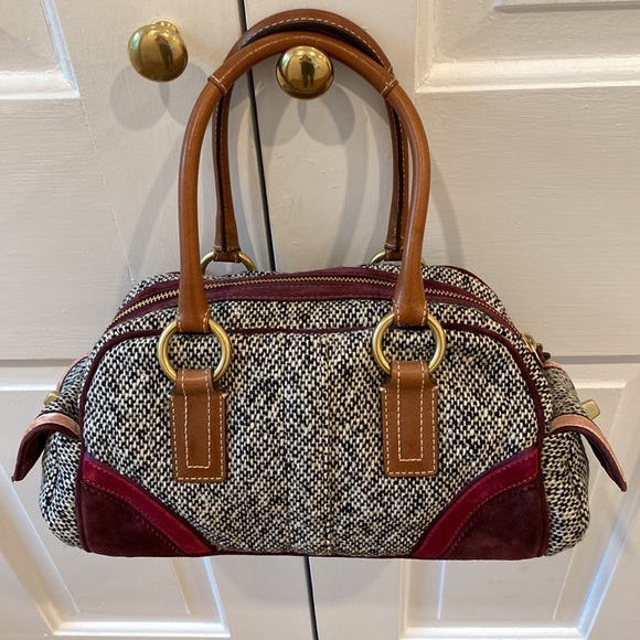 Coach Vintage Tweed Velvet and Leather Hand Bag - Picture 6 of 11